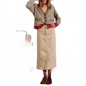 NEW THE GREAT. column midi skirt in natural
